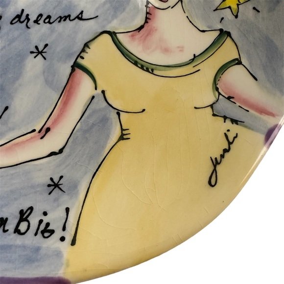Julia Junkin Studio Dream Big Pottery Decor Display Plate Signed 8” - Picture 2 of 5